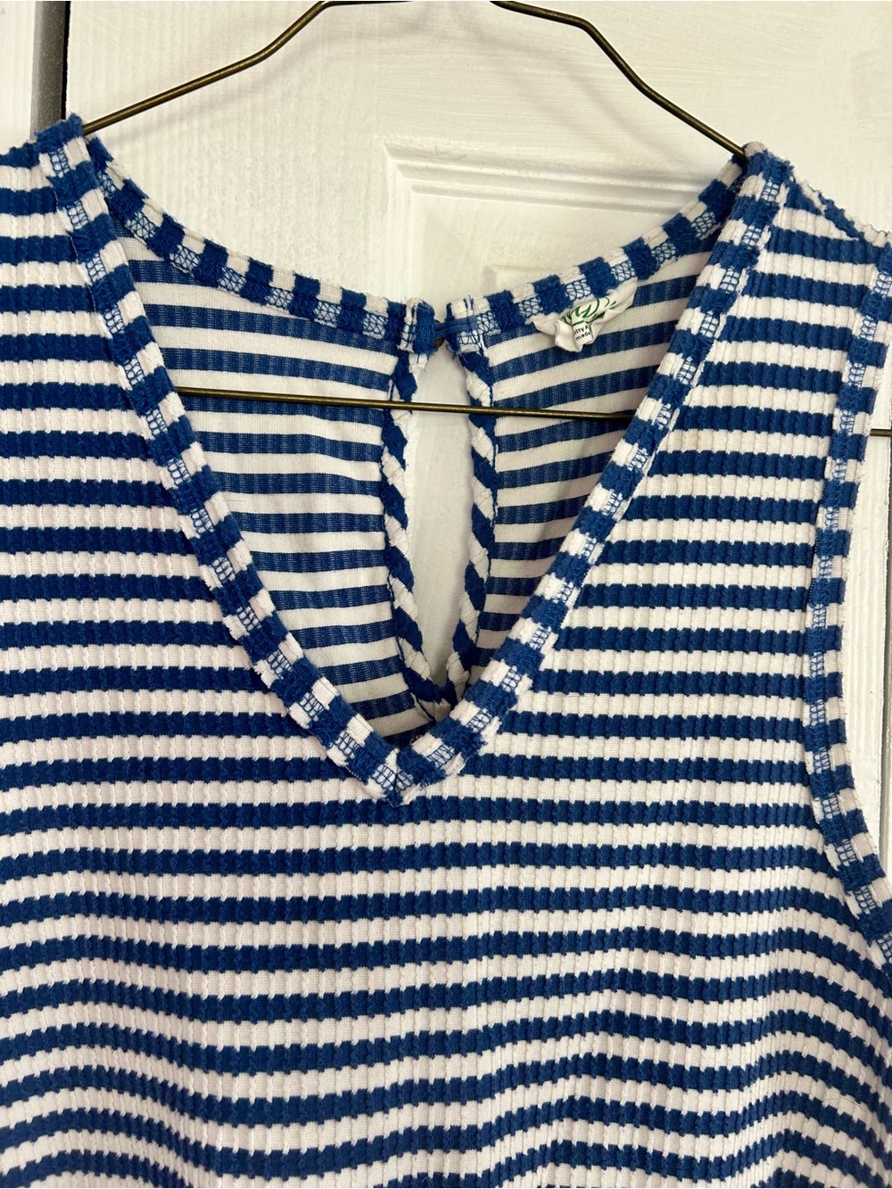 Boutique Brand Striped Blue & White Romper with Patch Pockets - Picture 4 of 5